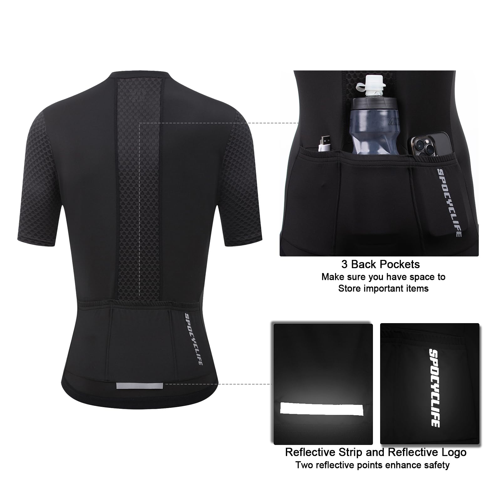Maillot de ciclismo para mujer, manga larga, transpirable, de alta elasticidad, con 3 bolsillos traseros