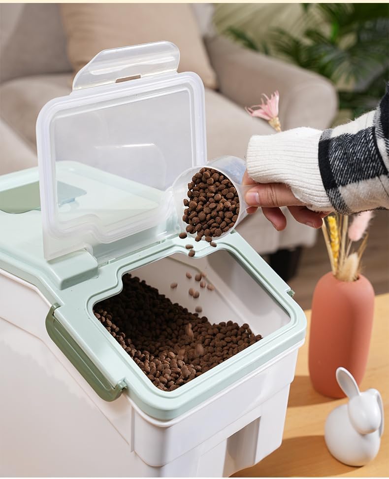 Miniatura 3 de AnRui Contenedor de almacenamiento de alimentos para perros con cuchara, contenedor grande de plástico hermético para alimentos secos para perros y