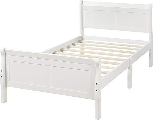 Miniatura 11 de TRIPLE TREE Base de cama de plataforma de madera tamaño Queen, base de colchón con cabecera y estribo para dormitorio, cama de trineo con soporte de