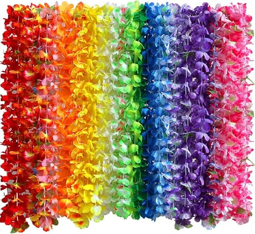 Myamy FITMOS02 Hawaiian Leis For Luau Party Decorations: Hawaii Lays Tropical Silk Flower Necklace Bulk Beach Birthday Themed Party Favors Decor 36 Counts thumb #5