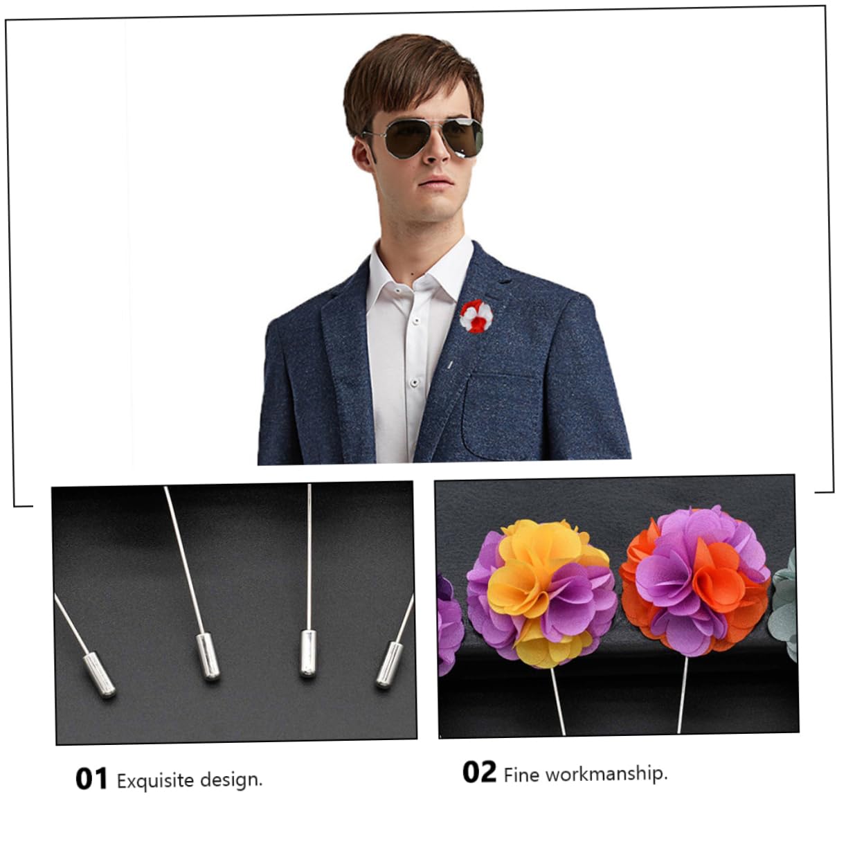VALICLUD Korsage Kleiden Revers Für Männer Dekoration Anzug-boutonniere Männer Brosche Revers Ansteckblume Hochzeitsdeko Stoffkunst-kragennadel Lange Metallnadel (kupfer)