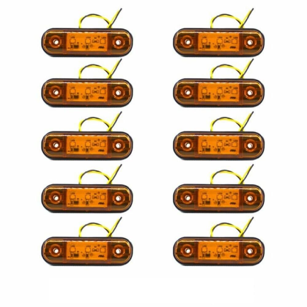 10 sztuk 12V 24V 3 zewnętrzne boczne obrysowe samochodu światło ostrzegawcze wskaźnik prześwitu sygnał hamulca ciężarówka z przyczepą lampa(10pcs Orange)