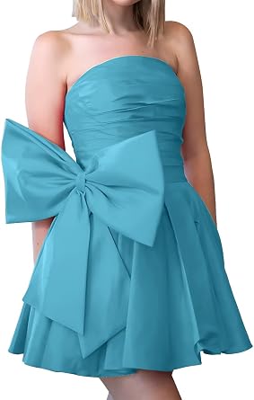 zcbang Short Homecoming Dresses Ruched Strapless Prom Dresses for Teens A Line Pleated Mini Cocktail Party Gown