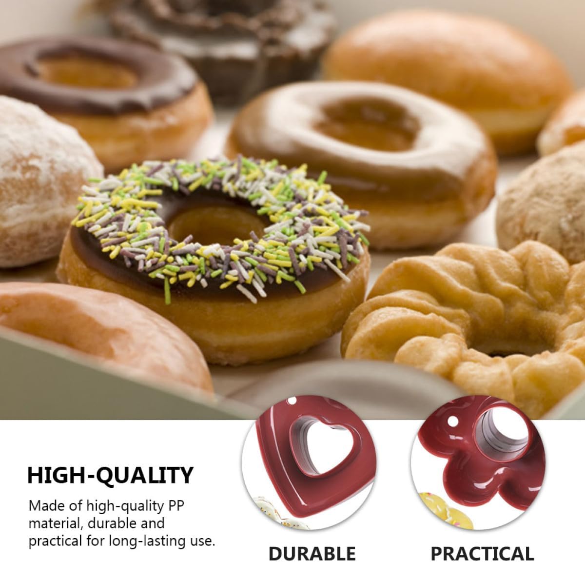 PRETYZOOM 3pcs Non-stick Plastic Doughnut Mold Set, Flower, and Heart Shapes for DIY Baking, Biscuit Cutter and Cake Maker Tool, Kitchen Bakeware Supplies