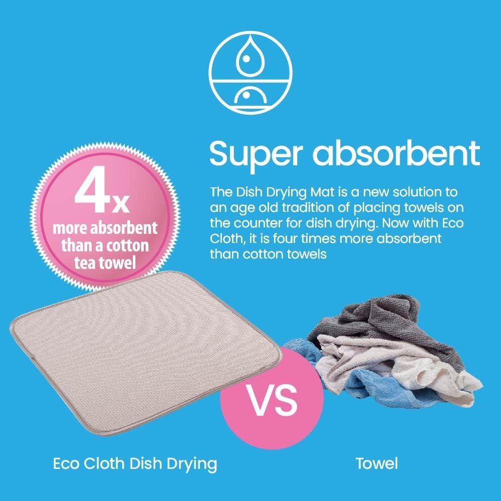 White Magic Eco Cloth Dish Drying Mat, Pebble