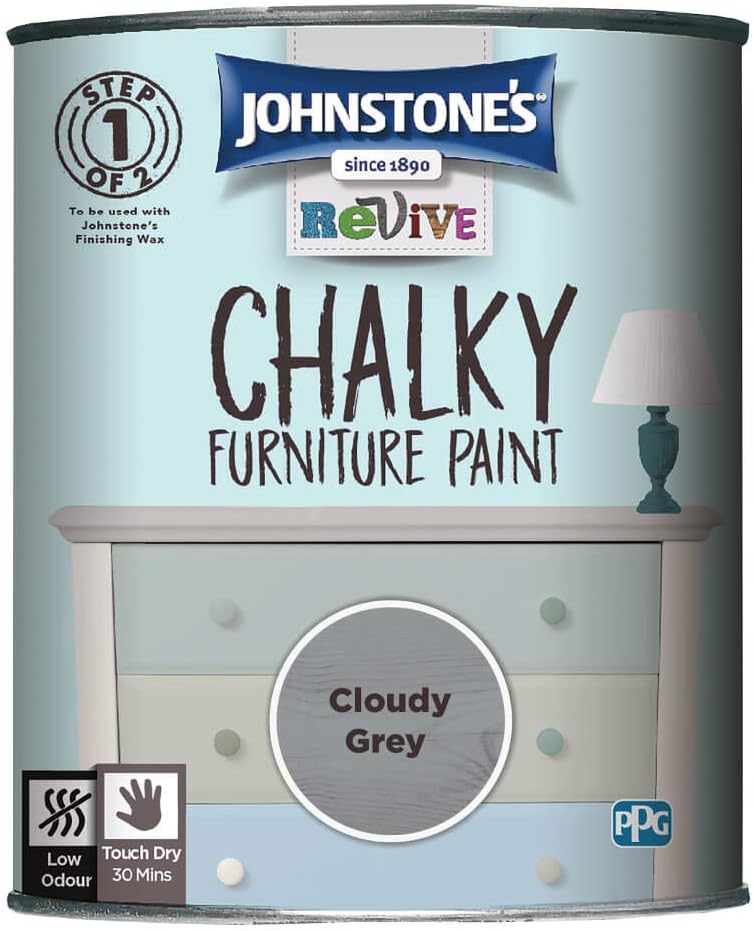 Johnstone's 423261 Chalky Furniture Paint Cloudy Grey 0.75 L