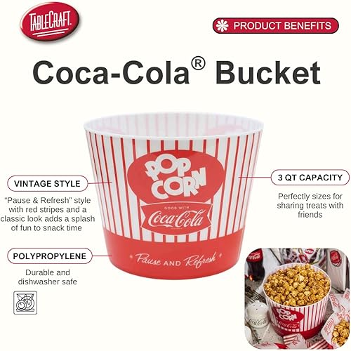 Miniatura 2 de Tablecraft Coca-Cola Popcorn/Snack Bucket"Pause & Refresh" (CC400), Red