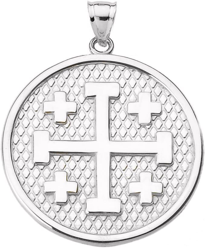 Religious Jewelry Engravable Jerusalem Cross Pendant in Sterling Silver