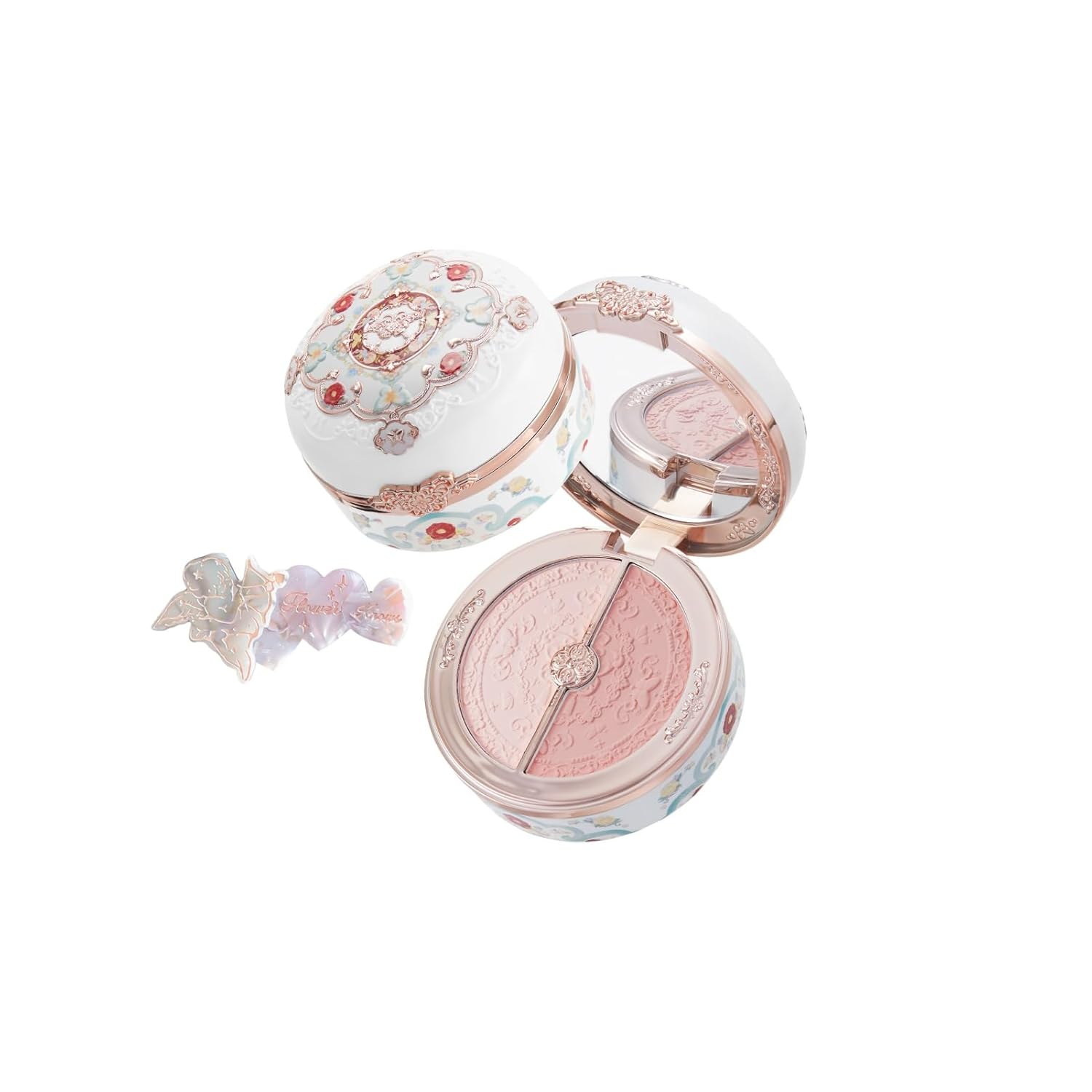 Flower Knows Butterfly Cloud Collar Rouge Box Highlighting & Blush Duo Powder & Hair Clip Set,Nude+Peach Matte Finish Blush & Highlighter Palette,Buildable & Blendable Makeup for cheeks(01 Rouge Snow) Flower Knows Butterfly Cloud Collar Rouge Box Highlighting & Blush Duo Powder & Hair Clip Set,Nude+Peach Matte Finish Blush & Highlighter Palette,Buildable & Blendable Makeup for cheeks(01 Rouge Snow)