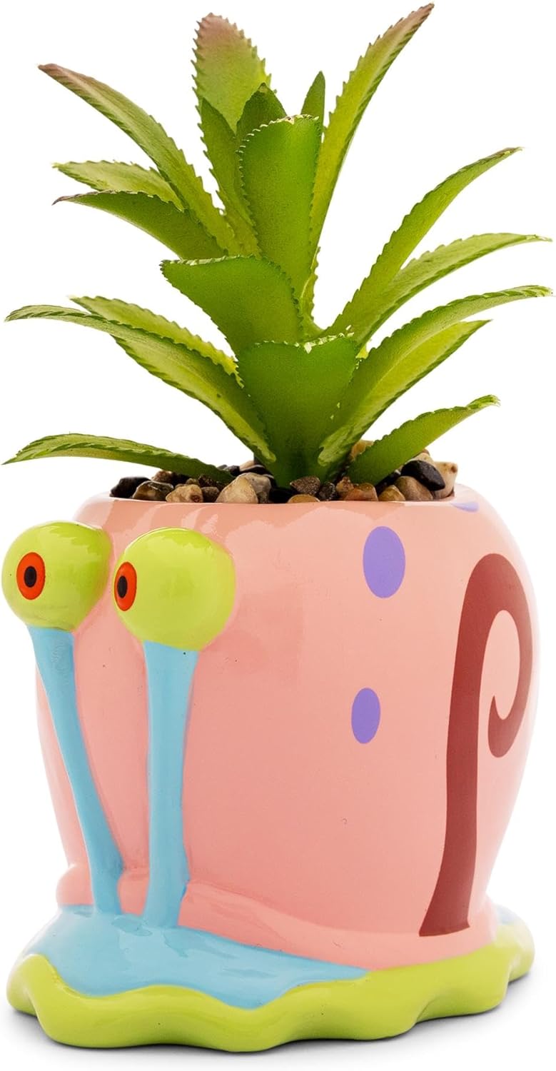 Silver Buffalo Nickelodeon Spongebob Squarepants Gary Mini Planter with Artificial Succulent