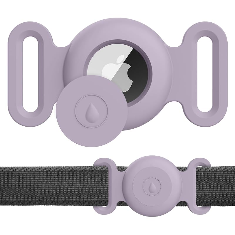 Meliya Capa Suporte para Apple AirTag em Coleira de Cães e Gatos, Silicone, Lavanda, Grande