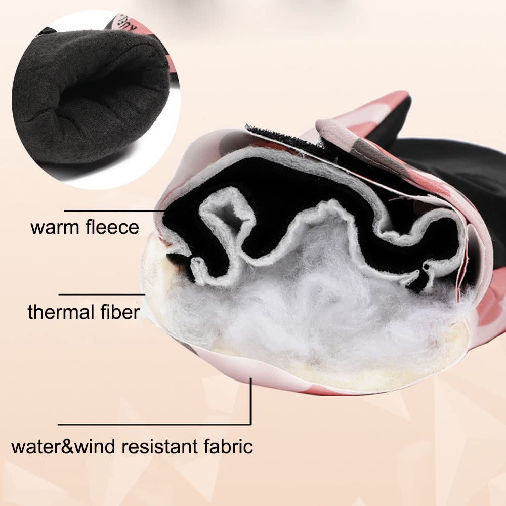 Guantes de esquí para mujer, resistentes al viento, resistentes al agua, para pantalla táctil, color rosa