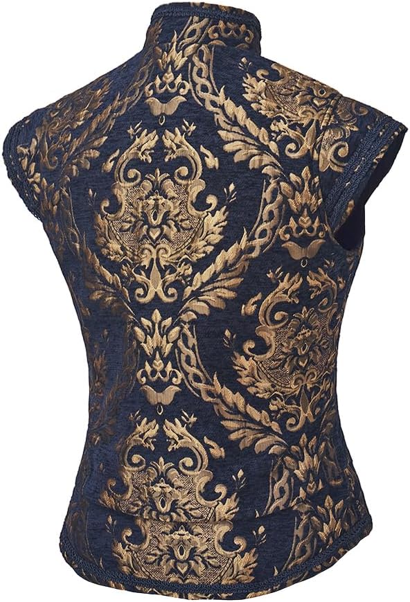 CosplayDiy Mens Tudor Vest Victorian Suit Vest Tudor Jerkin Gothic Steampunk Waistcoat - Image 4