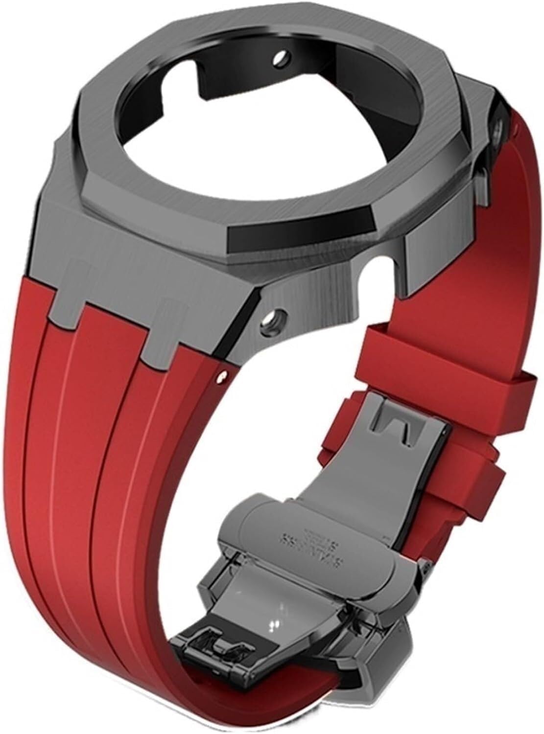 Metal Case Rubber Band Modification Watch Strap Mod Kit Replacement，For GA2100/GA2110 Stainless Steel Bezel Frame Accessories with Bottom Cover