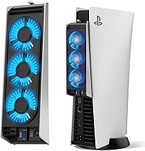 JUSPRO Cooling Fan for PS5 Accessories, Upgraded Quiet Cooler Fan with LED Light for