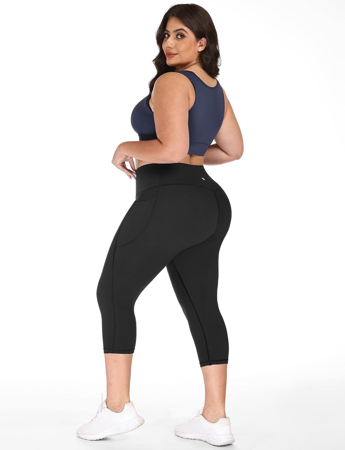 Heathyoga X-4XL Plus Size Capri Leggings for Women with Pockets Tummy Control Capri Yoga Pants High Waisted Leggings - Image 5