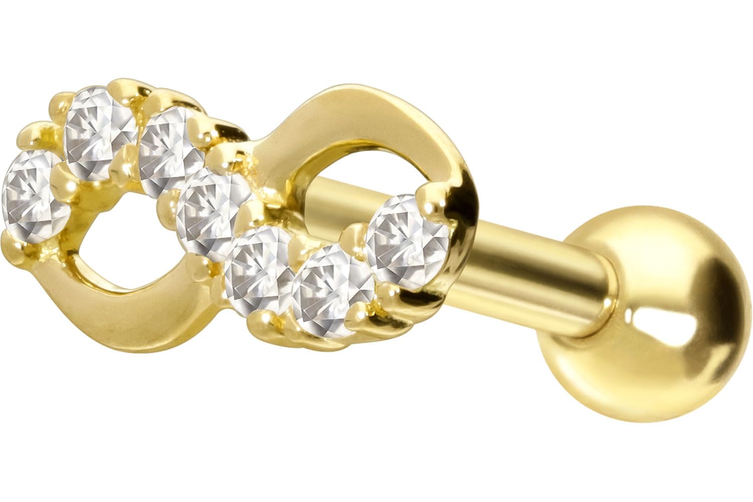 PIERCINGLINE 14 Karat oder 18 Karat Gold Ohrpiercing MOISSANITE + UNENDLICHKEIT Piercing Tragus Helix Conch