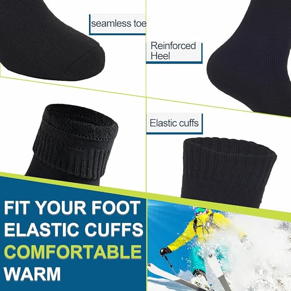 Josnown Mens Thermal Wool Blend Socks 5 Pairs Warm Winter Socks 7-12/12-15
