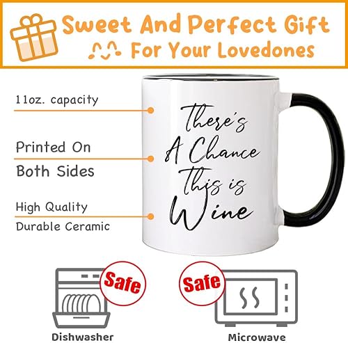 Miniatura 5 de Taza de café con texto en inglés "There's A Chance This Is Wine", taza de café divertida para amantes del vino, jefes, empleados, compañeros de