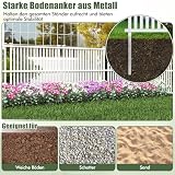 COSTWAY Gartenzaun 2-teilig, 114 cm hoch, Zaun mit Pfosten & Schutzkappen, PVC Sichtschutzzaun, Steckzaun Zaunelementen, Freistehender dekorativer Zaun, Sichtschutz für Garten & Terrasse, Weiß