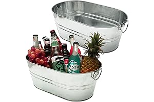 2 Pack 4 Gallon Galvanized Tubs: Ice Bucket, Beverage Container for Parties,...