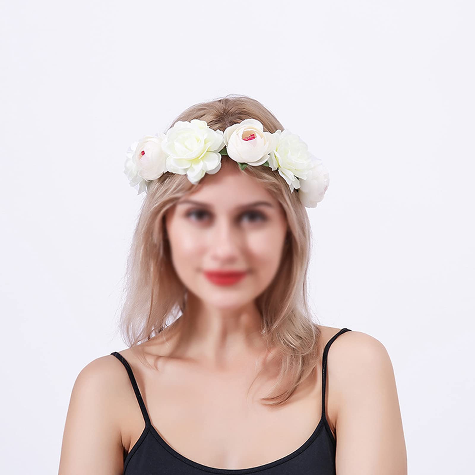 Blumenkrone Aus Seidenblumen – Wasserrot, 18 Cm Durchmesser, Für Hochzeit, Party, Fotoshooting