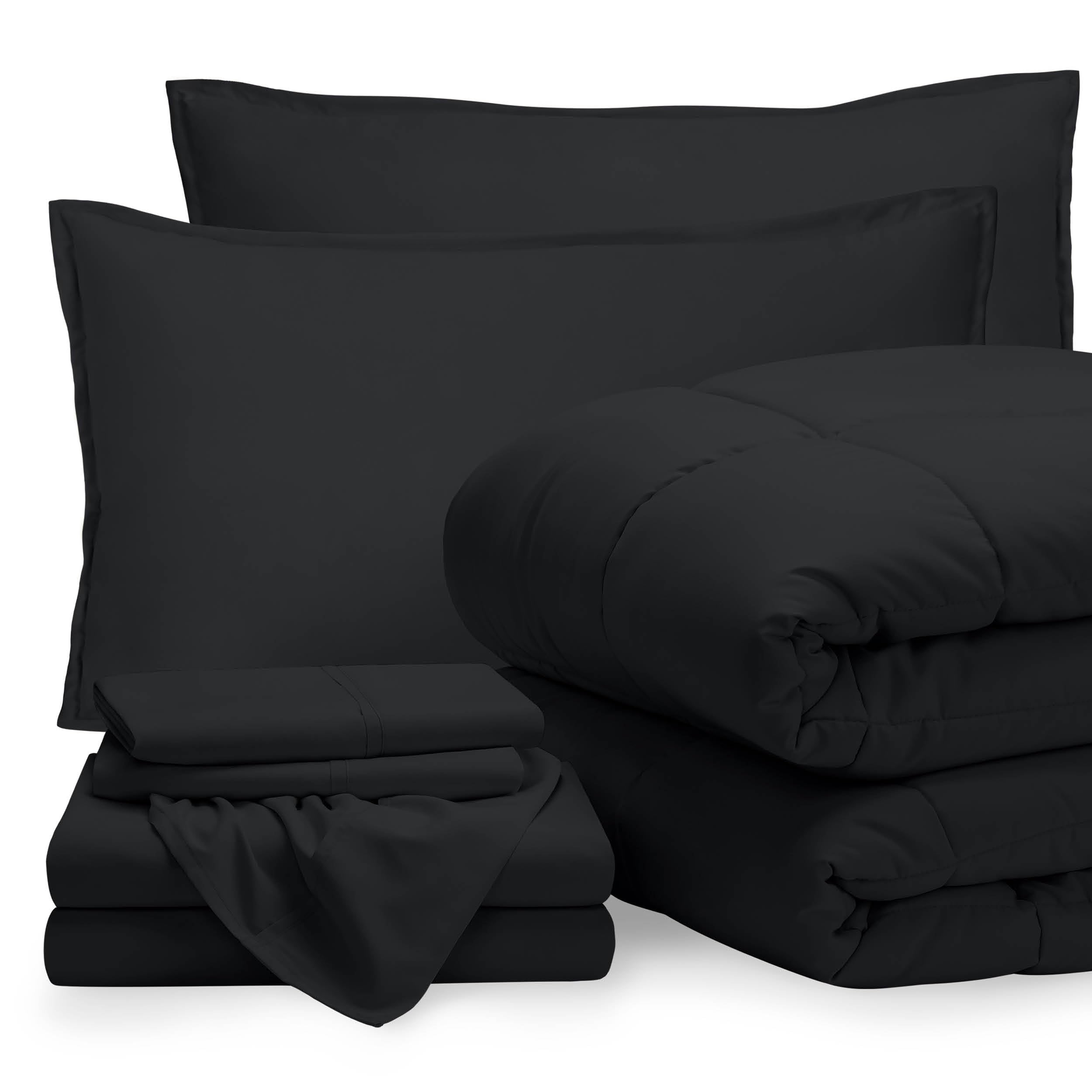 Bare Home Bed-In-A-Bag 7 Piece Set (Full, Black/Black)