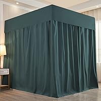 Vista 2 de Mengersi Cortinas de cama con dosel para decoración de dormitorio, no incluye postes (matrimonial, verde oscuro)