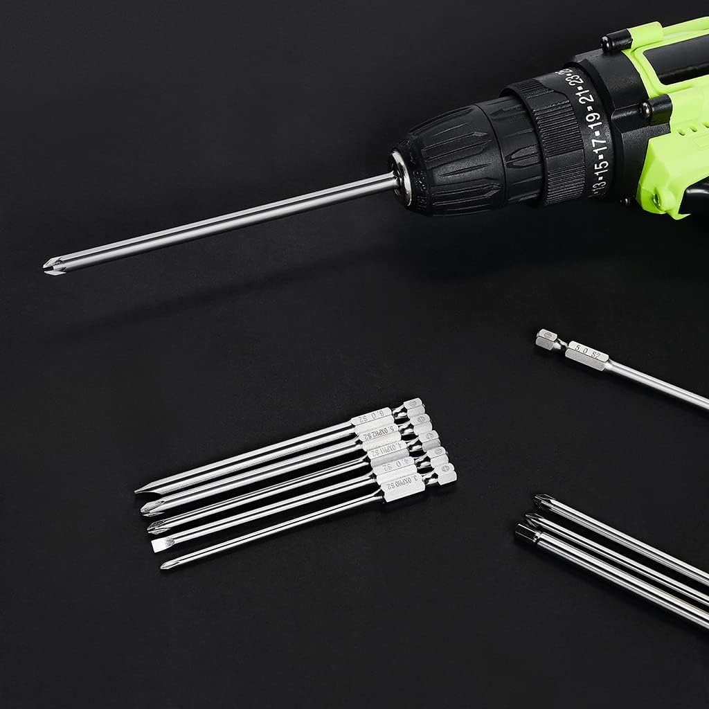 Dandeeler 30 Piece 6 Extra Long Security Bit Set Torx Hex Slotted Phillips Square Pozidriv, with Tool Bag 30pc Extra Long 6inch