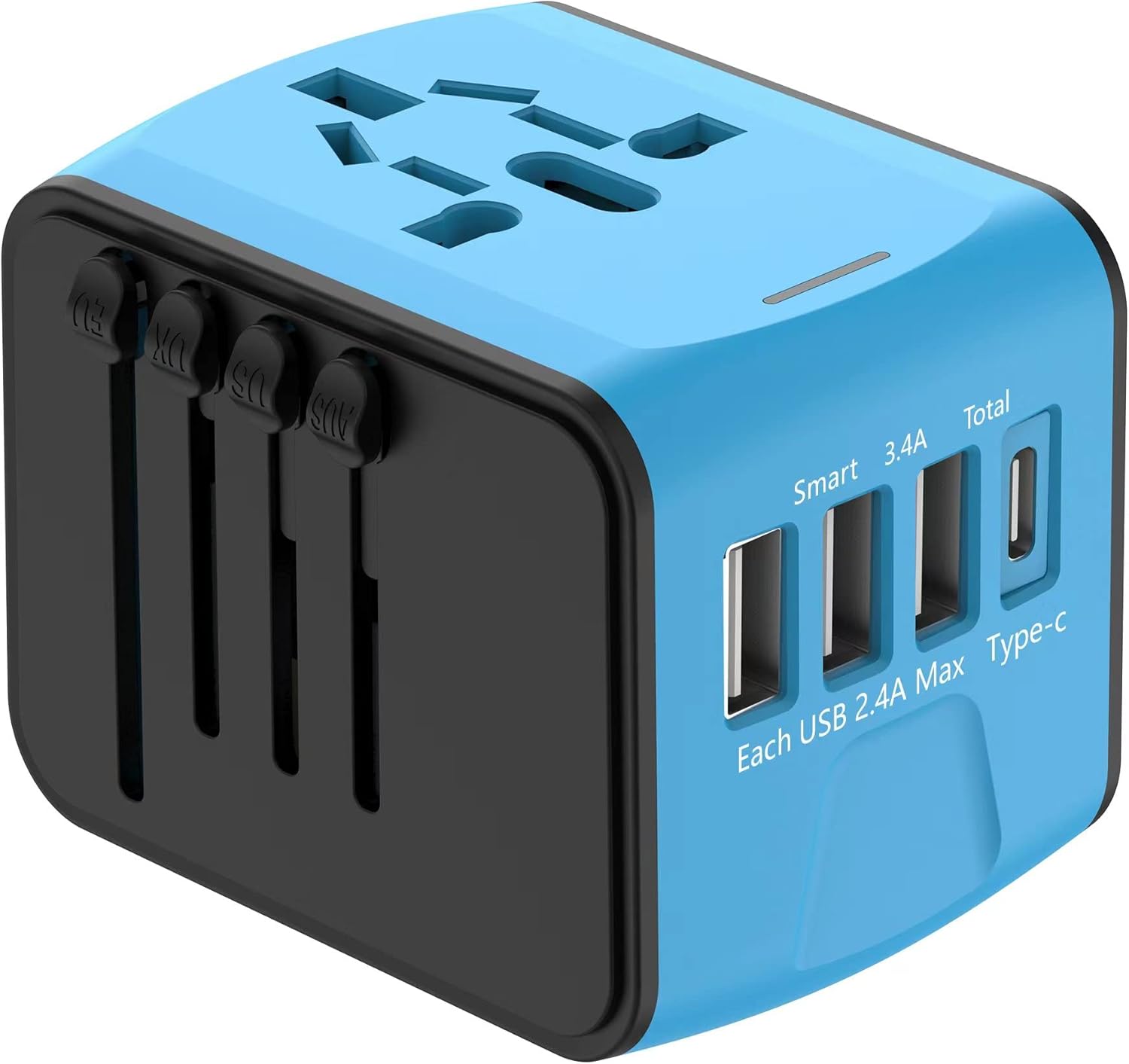 Reiseadapter Weltweit, JMFONE Reisestecker mit 3 USBA, 1 USBC und 1 AC Steckdose, Universal