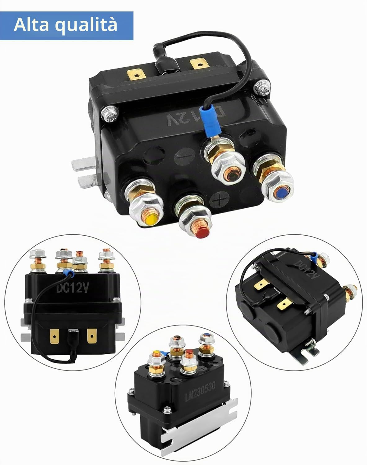 QWORK® Argano Solenoide Relè Contattore 12V 250A per verricello AUT UTV 3000-5000lbs
