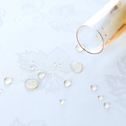 Miniatura 4 de Camino de mesa rectangular de encaje beige premium estilo granja, impermeable, a prueba de aceite, a prueba de derrames, antiencogimiento, suave,