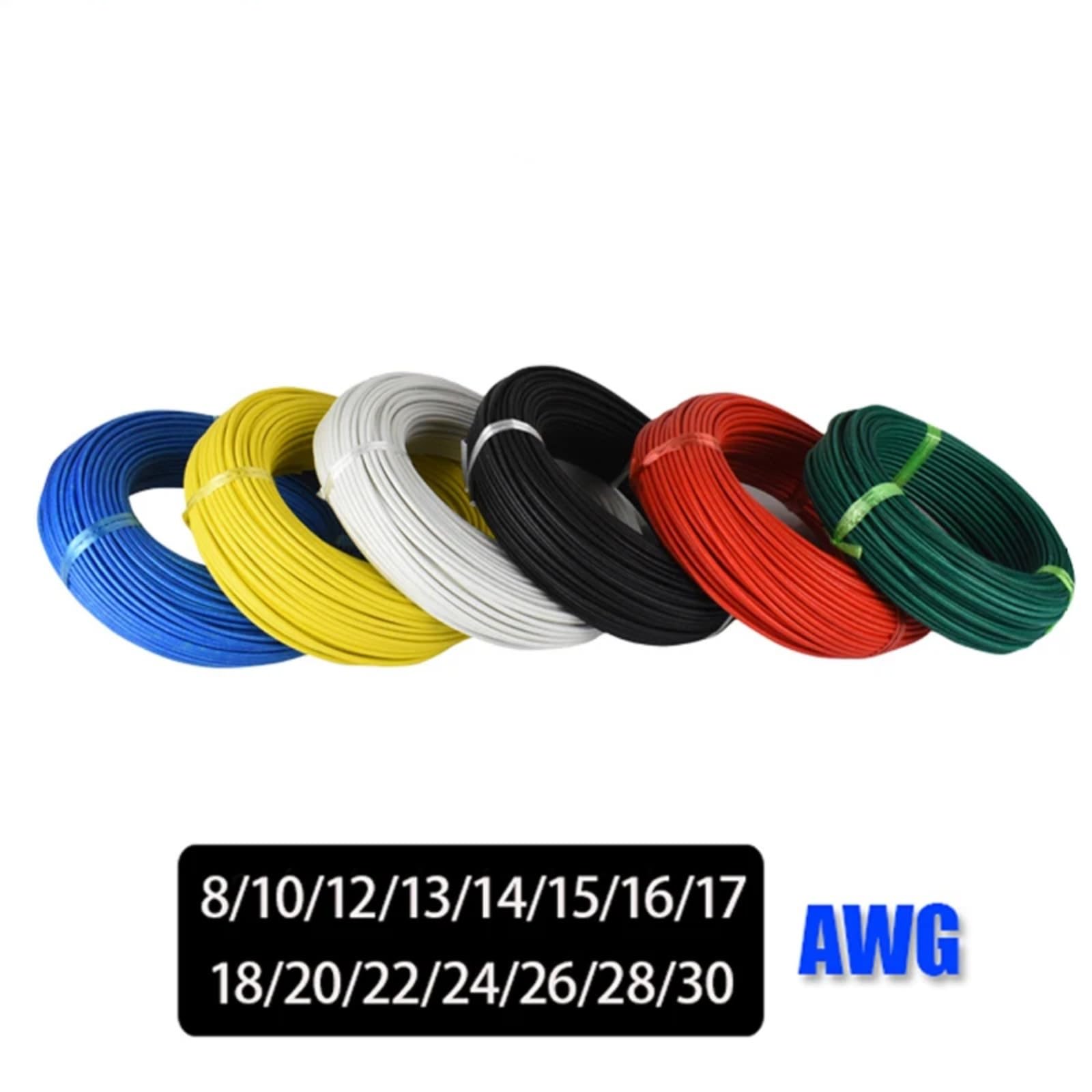5 Mètre/lot de câbles 8 10-28 30 AWG 5M 6 couleurs rouge, noir, bleu(Green 5M; 10 AWG)