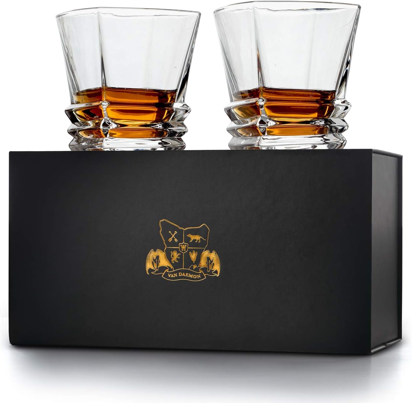 'Hobart' Whisky Glasses Set of 2. Ultra Clarity Glass Rocks Tumblers