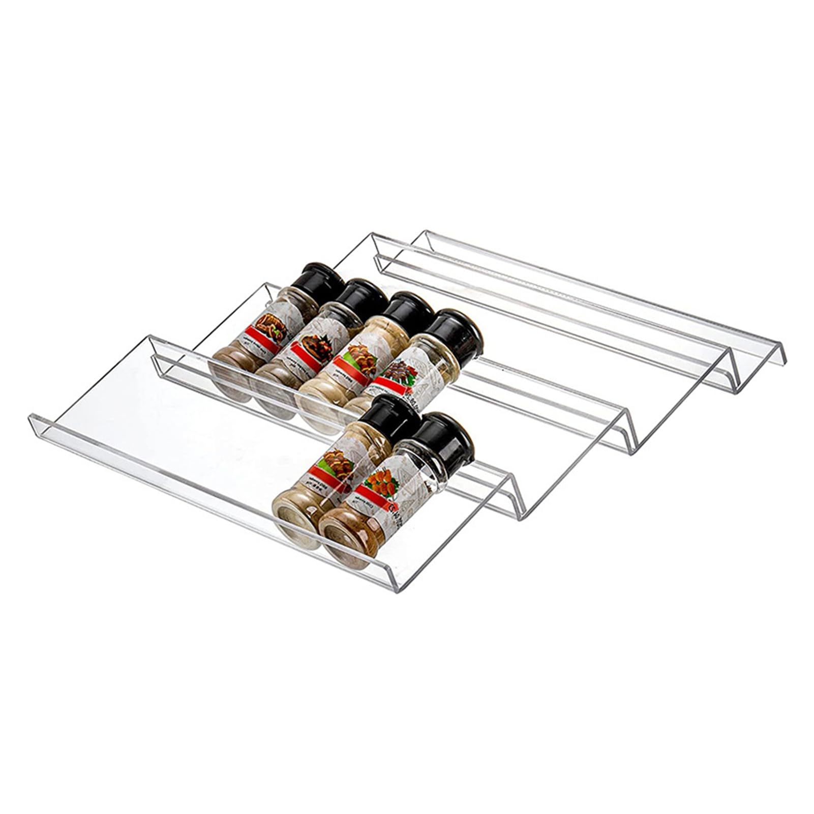 Lot de 4 organiseurs de tiroir à épices à 4 niveaux - Support d'assaisonnement extensible pour cuisine