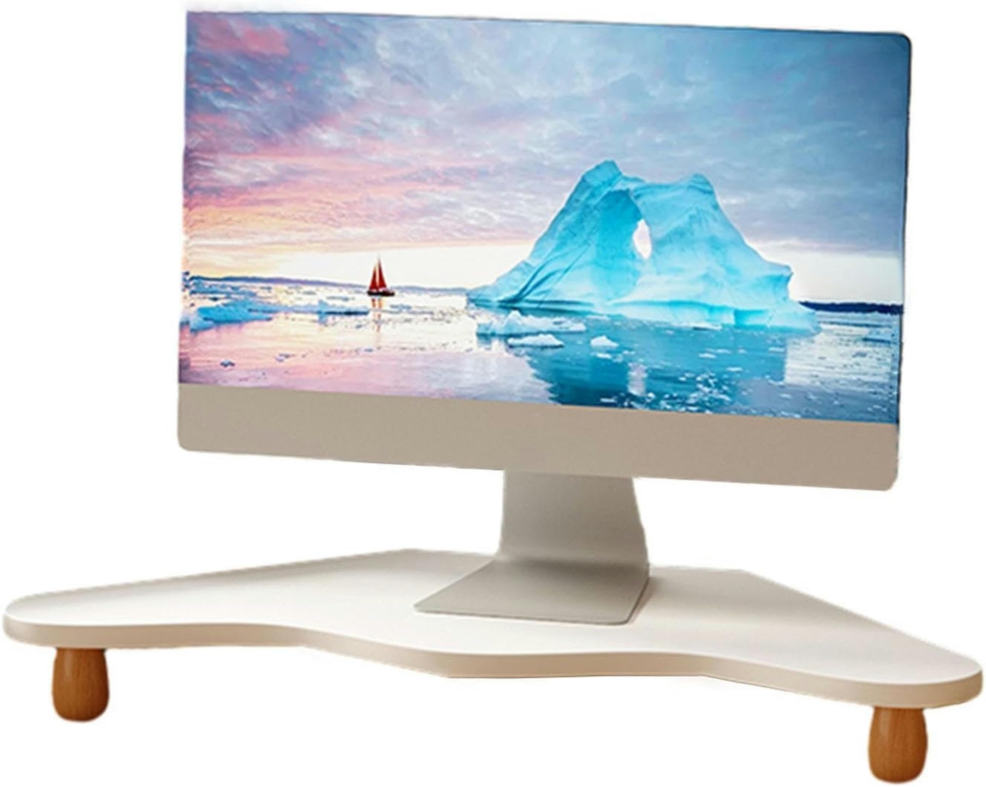 CGJseFH computer stand, Triangle Monitor Stand Riser, Ergonomic Corner Elevator with Round Legs, Office Desktop Storage Shelf Computer Lift Stands,White(White)