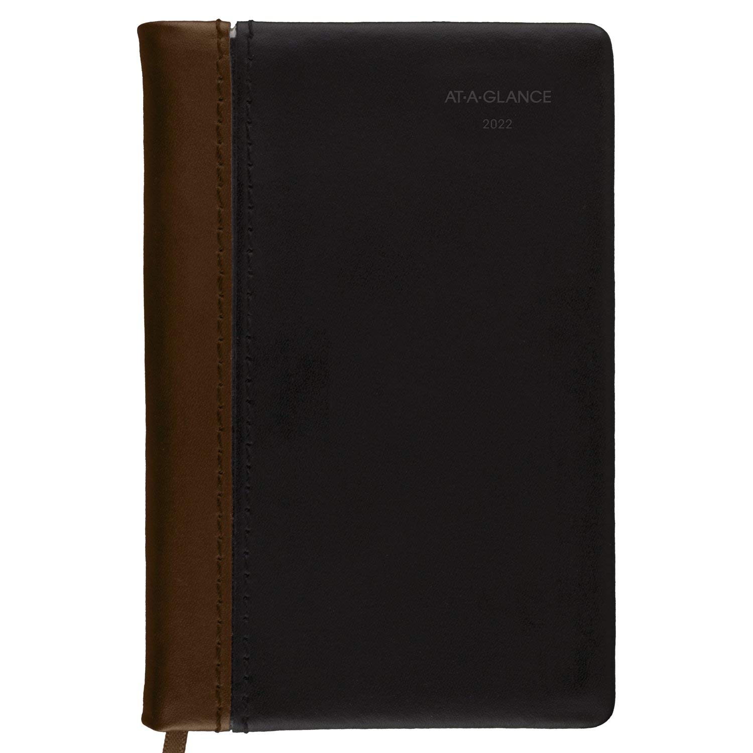 AT-A-GLANCE2022 Diary by AT-A-GLANCE, Fine Weekly & Monthly Diary, 2-3/4" x 4-1/4", Black/Brown (740105)