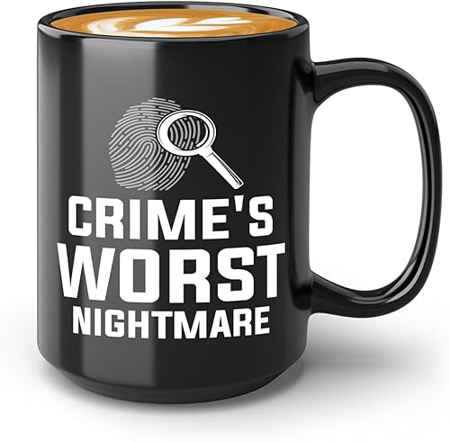 Luxe Gifting Detective Coffee Mug 15oz Black -crimes worst nightmare - Police Officer Cop Patrol Detective Sheriff Law Enforcement Police Academy