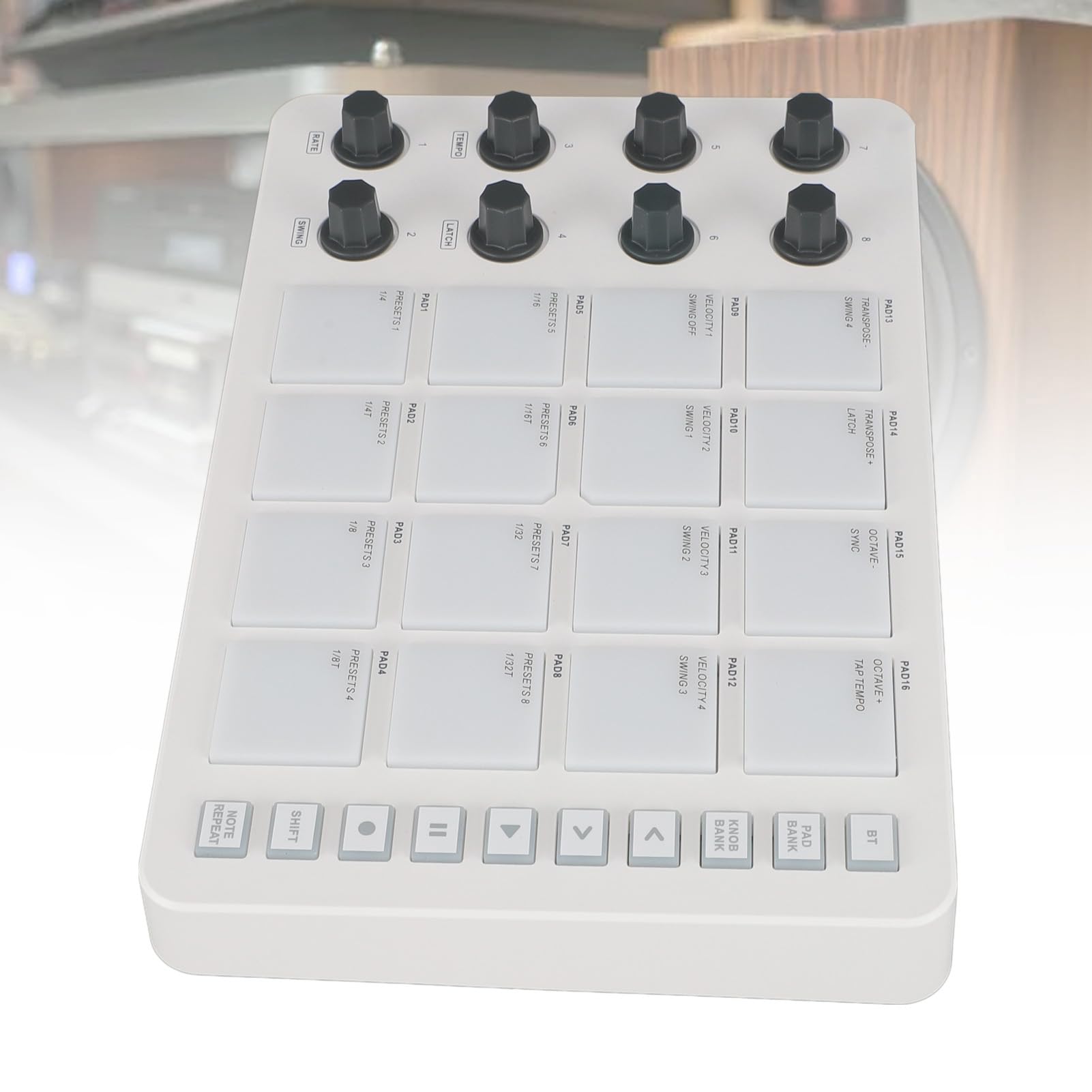 Controlador MIDI Universal, Controlador de Teclado MIDI USB con 16 Pads Retroiluminados RGB, 8 Perillas Asignables, para Estudio y Producción Musical