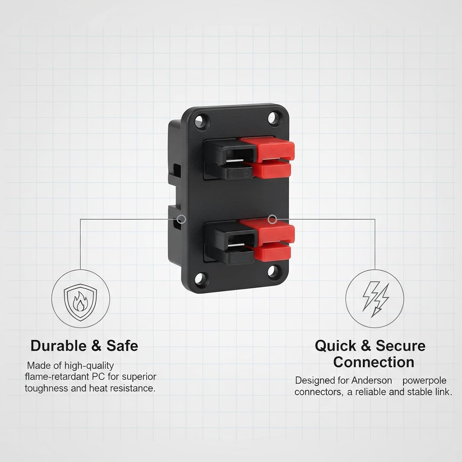 2Pcs Plug Mounting Panel, 45A 600V Mounting Bracket Panel Plug, Quick Connect/Disconnect Flush Mount Base Connectors for Plug