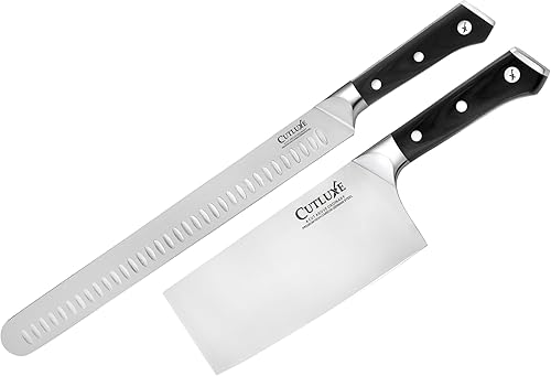 Cutluxe Juego de cuchillos para cortar y cortar - Acero alemán forjado de alto carbono - Espiga completa y afilada - Diseño de mango ergonómico -