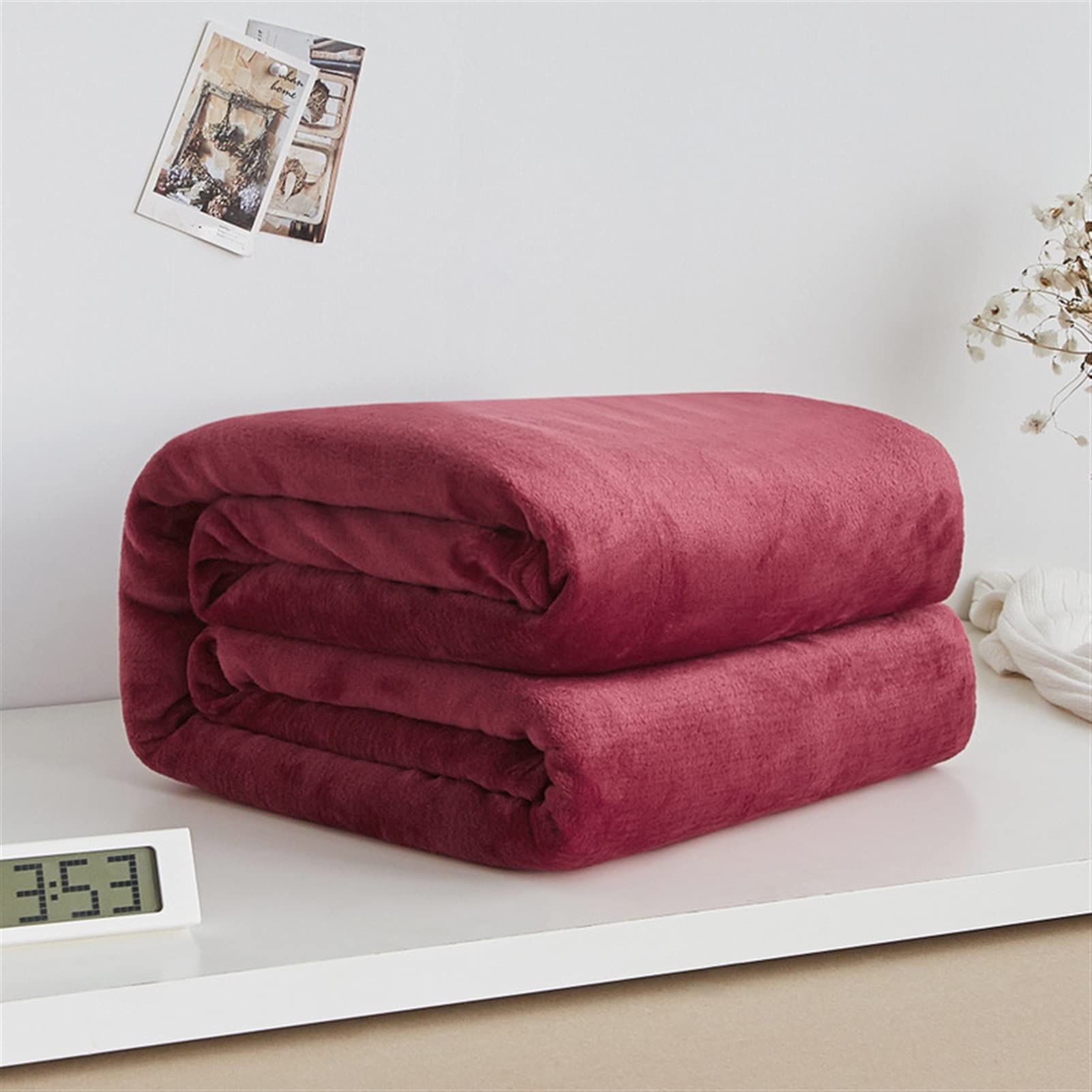 Couverture en polaire flanelle microfibre douce couvre-lit 200x230cm couleur solide