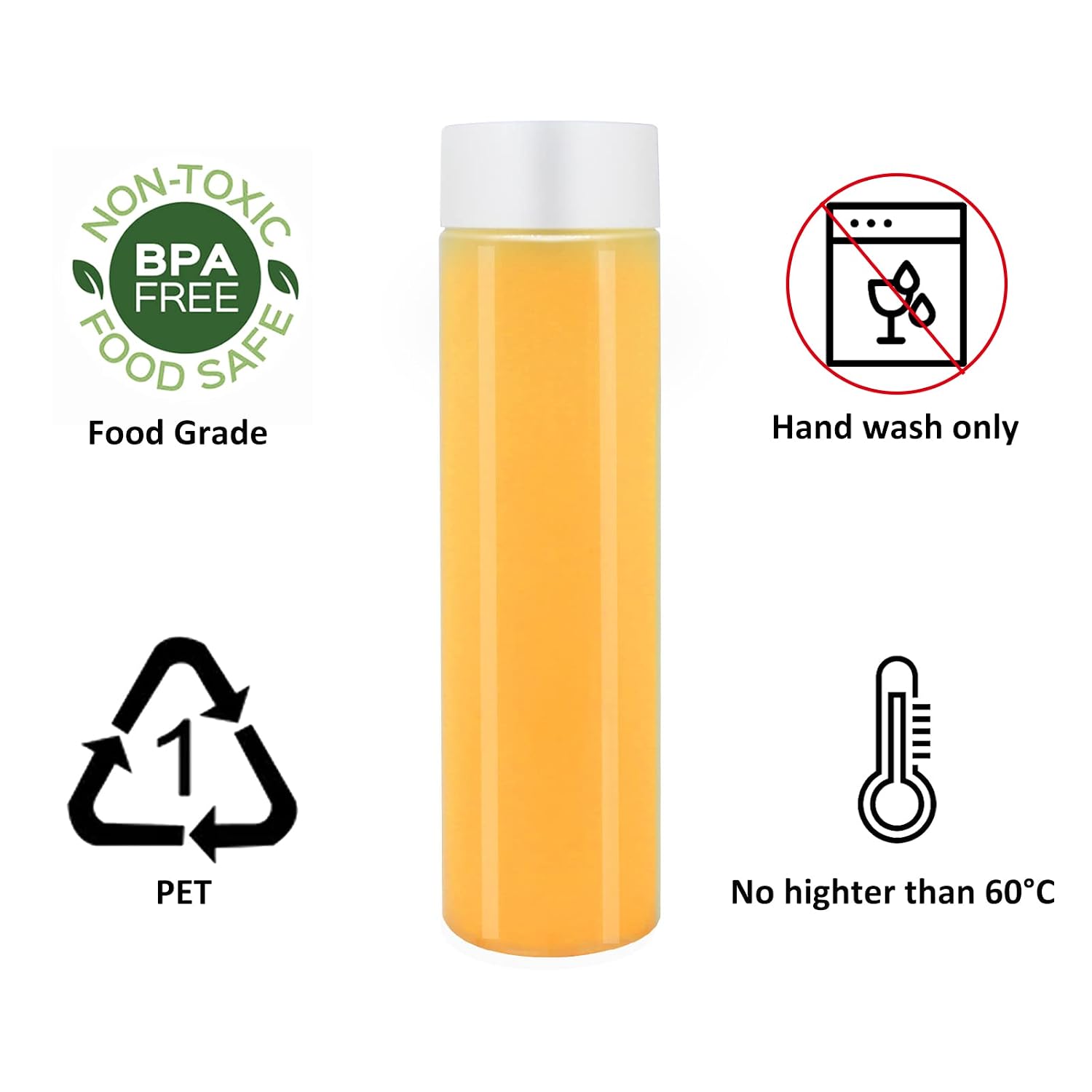 zmybcpack 12 Pack 13.6 OZ / 400ml Clear Plastic Juice Bottle with White Cap image 3