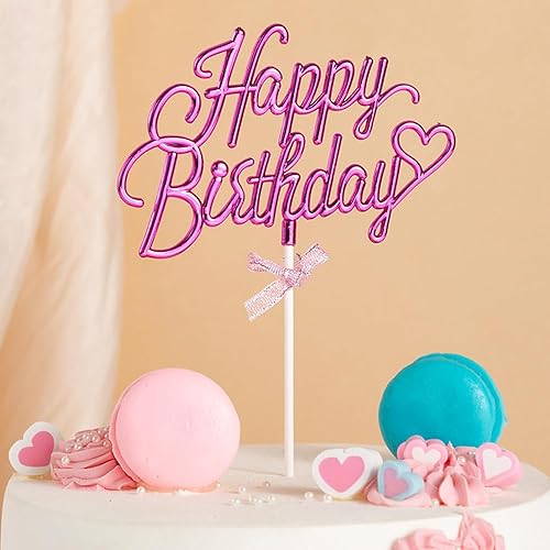 Miniatura 5 de Ulfanit Decoración para tartas de feliz cumpleaños, decoración de pastel de oro rosa con purpurina