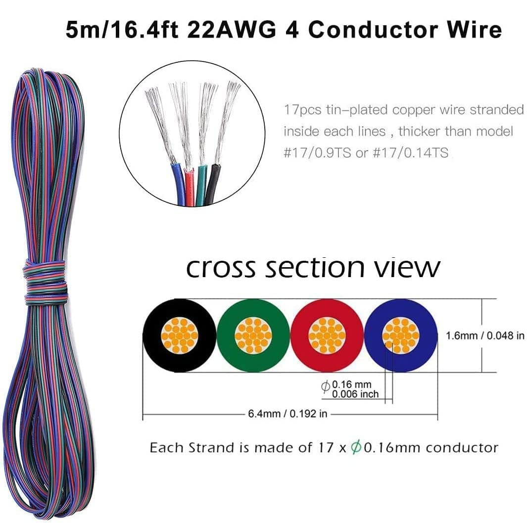 5pz Connettore da 10mm a clip 4 pin per striscia led rgb multicolore strip 5050