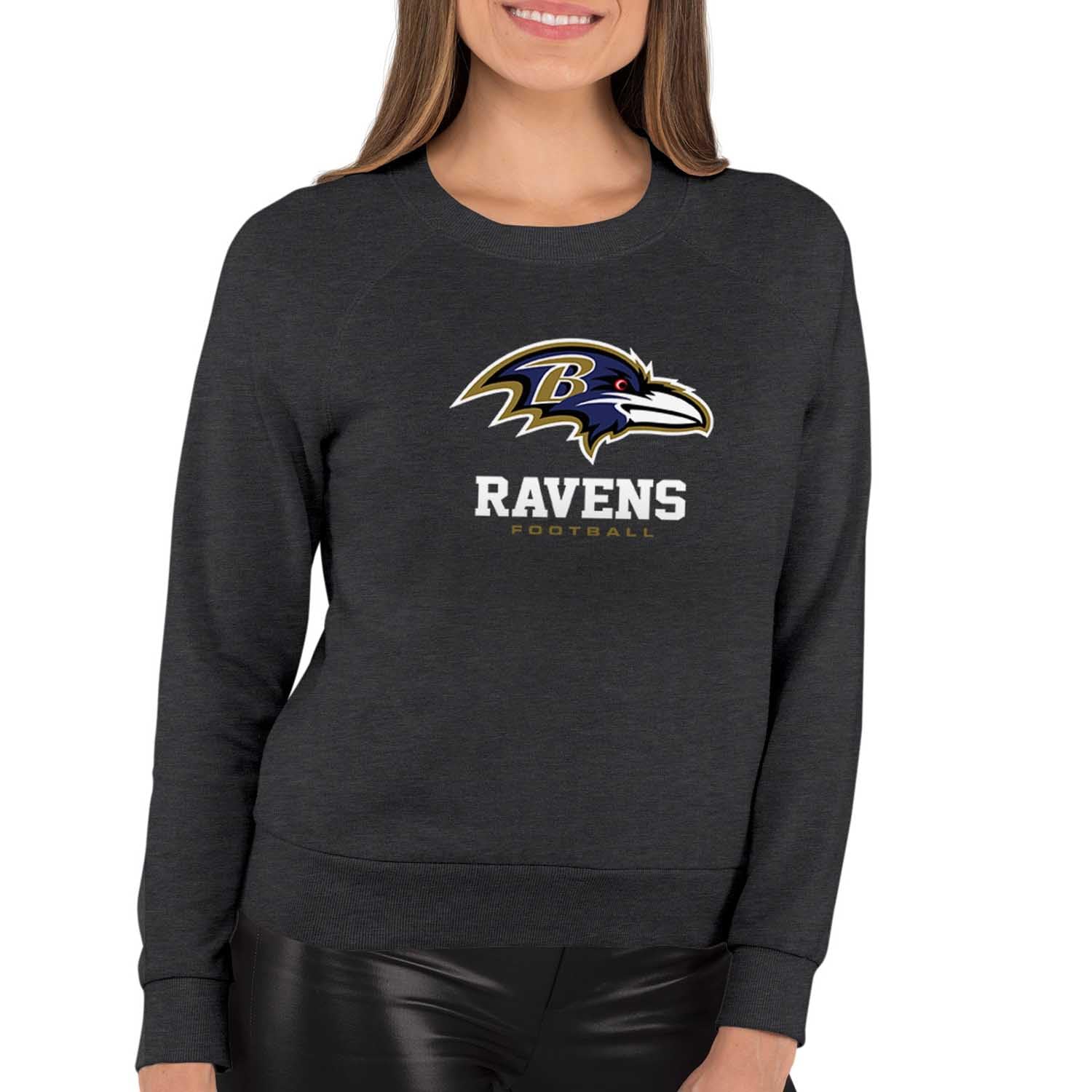 Team Fan Apparel Women's NFL Ultimate Fan Logo Slouchy Crewneck -Tagless Fleece Lightweight Pullover - Officially Licensed