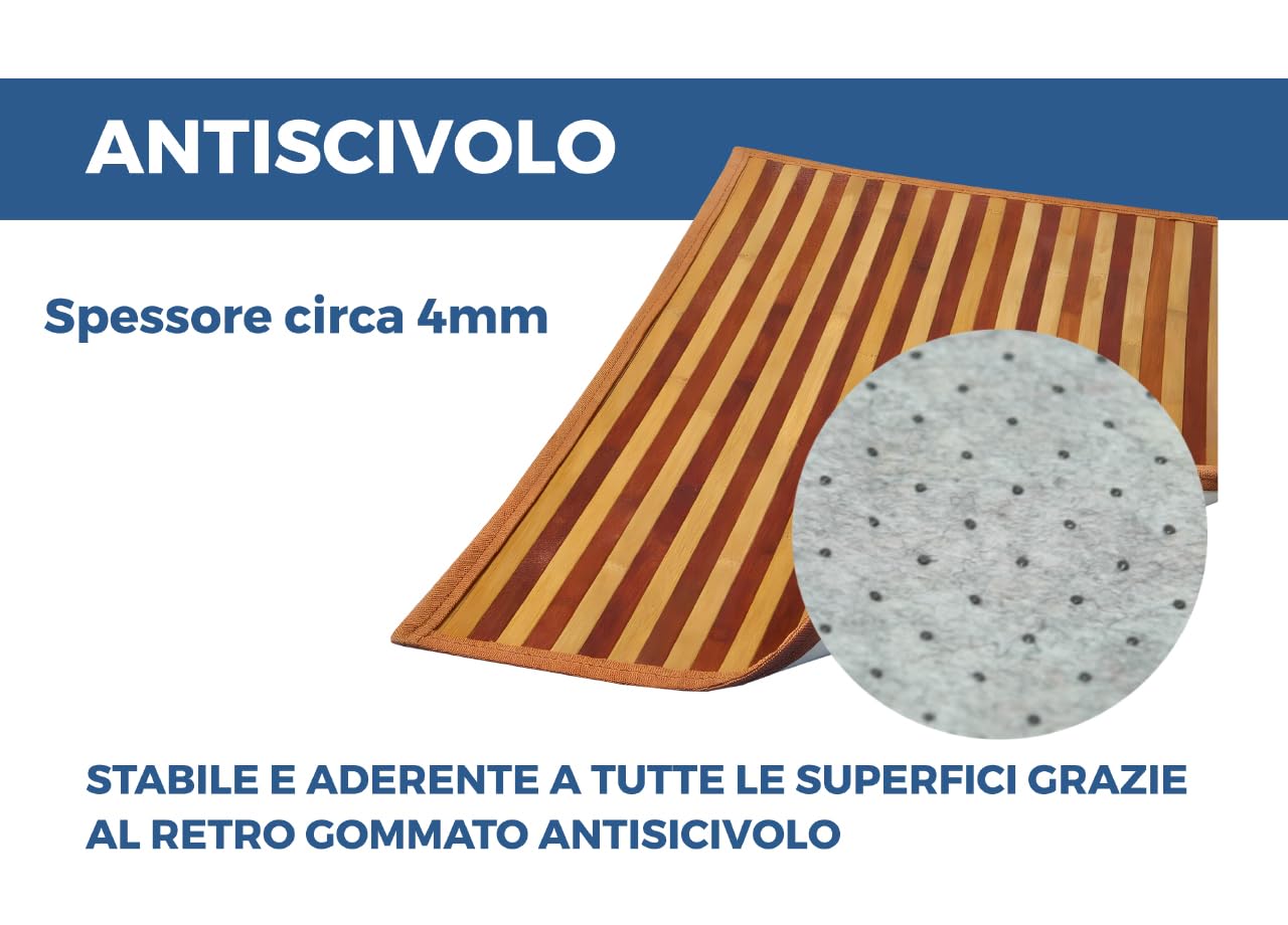 BIANCHERIAWEB Tappeto Bamboo Degradè Passatoia Cucina Antimacchia Bambù Antiscivolo Runner Corsia Resistente