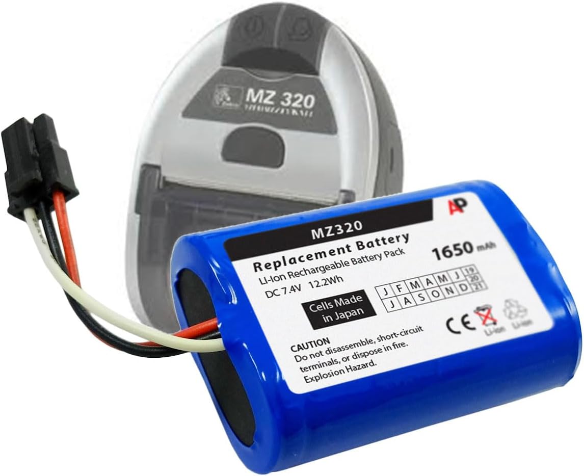 Artisan Power Replacement Battery for Zebra/Comtec MZ220 and MZ320 Barcode Printers | 1650 mAh | Lithium Ion Rechargeable Battery | Made in Japan Cells | Replaces OEM Number AK18353-1 and BT17790-1
