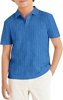 Haloumoning Boys Knit Short Sleeve Polo Shirt School Uniform Shirts | Kids, Summer Casual, Collared Shirt, Button Closure, Golf Tops Tees, 5-14 Years