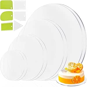 YOUNGSAY 8 Pezzi Disco Per Torta In Acrilico, 10/15/20/25 Cm Rotondi Non Appiccicoso Disco